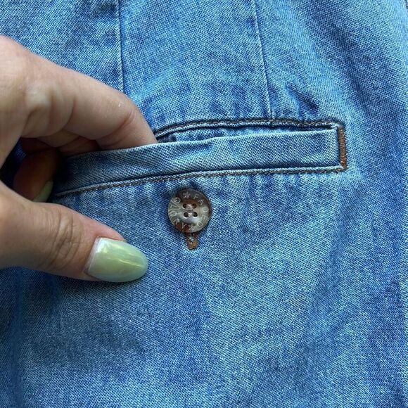 Faded Glory Women's Blue Cotton Pleated Button Down Denim A-Line Skirt - Picture 4 of 7